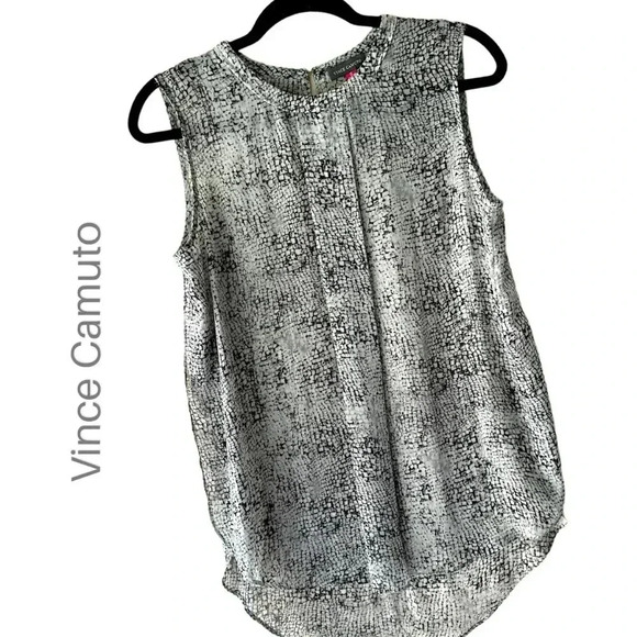 VINCE CAMUTO | NWOT | SLEEVELESS GRAY BLACK REPTILE PRINT TOP | SIZE: SMALL - Picture 1 of 7